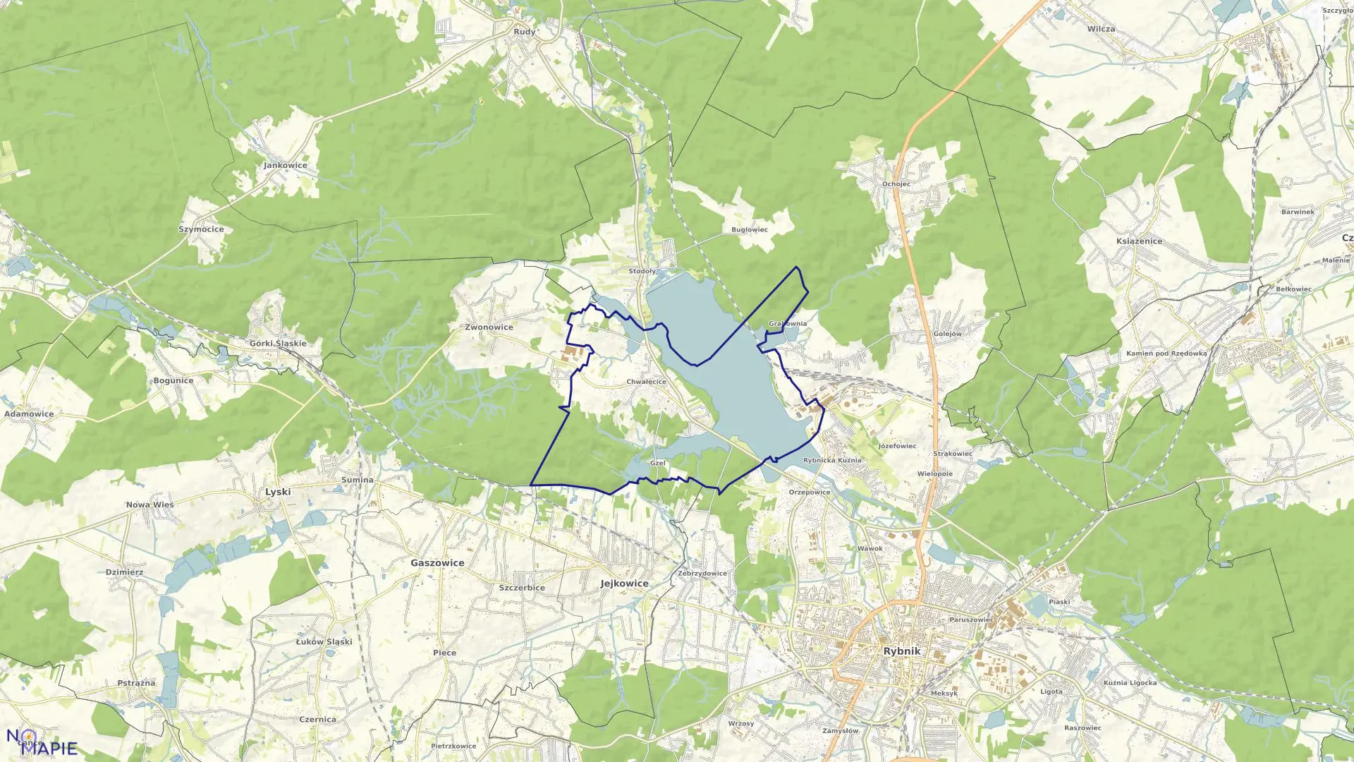 Mapa obrębu CHWAŁĘCICE w mieście Rybnik