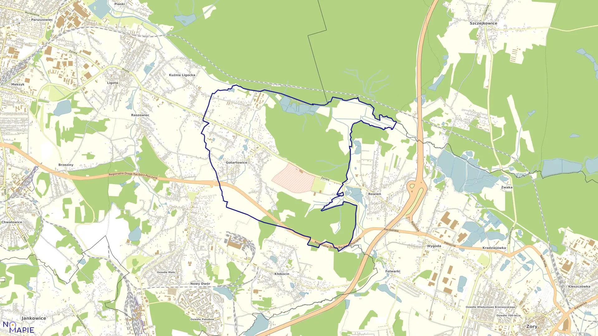 Mapa obrębu GOTARTOWICE w mieście Rybnik