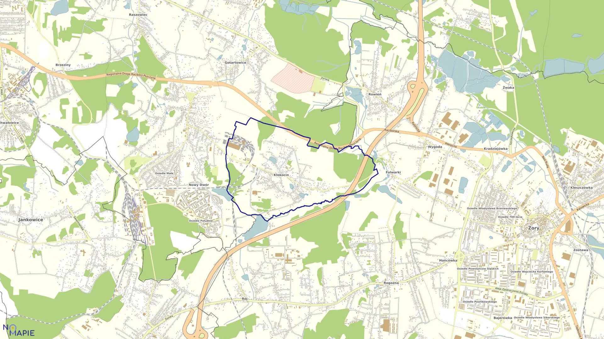 Mapa obrębu KŁOKOCIN w mieście Rybnik