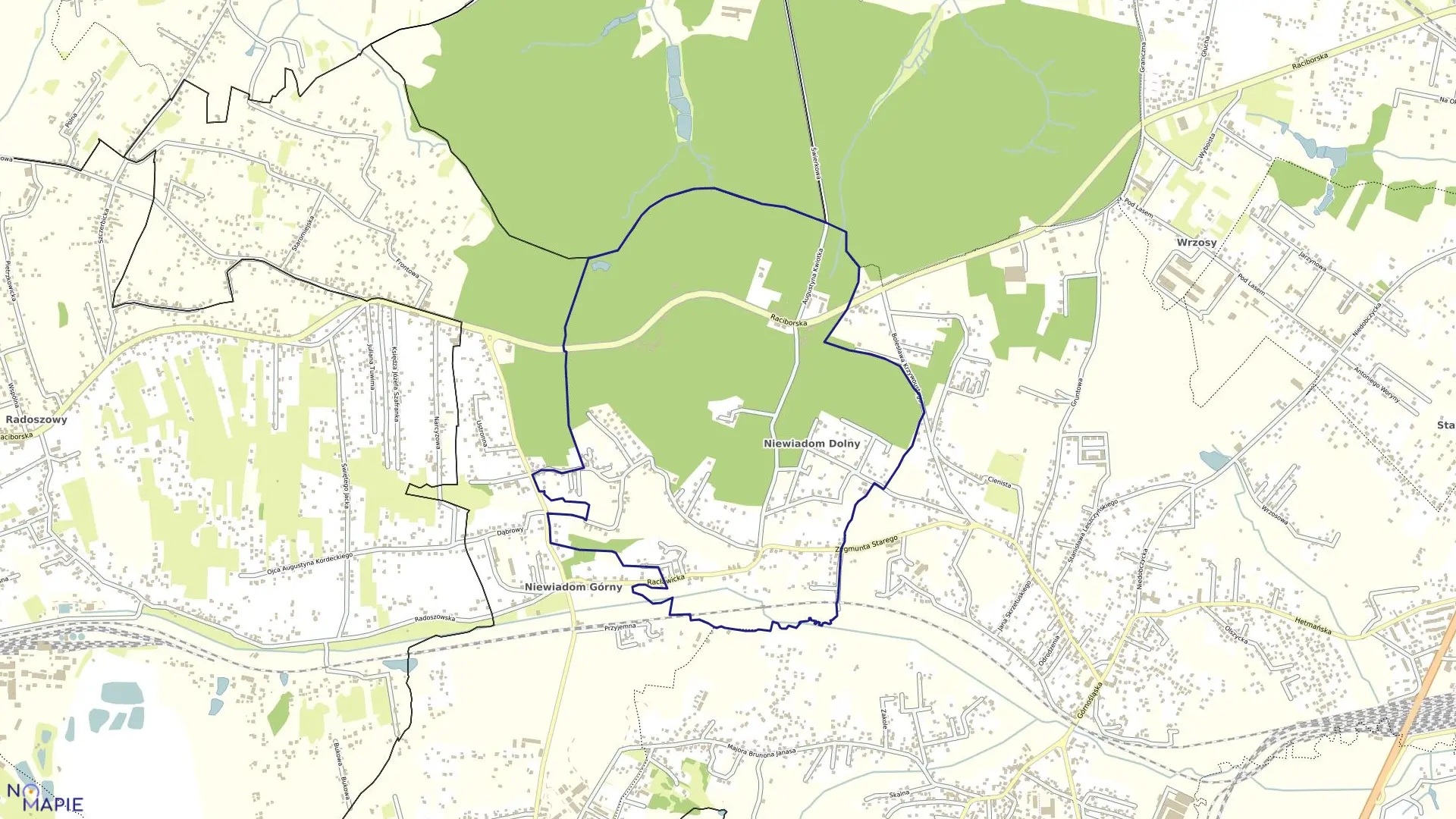 Mapa obrębu NIEWIADOM DOLNY w mieście Rybnik