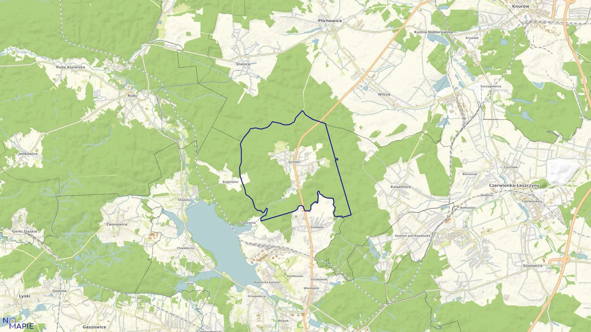 Mapa obrębu OCHOJEC w mieście Rybnik