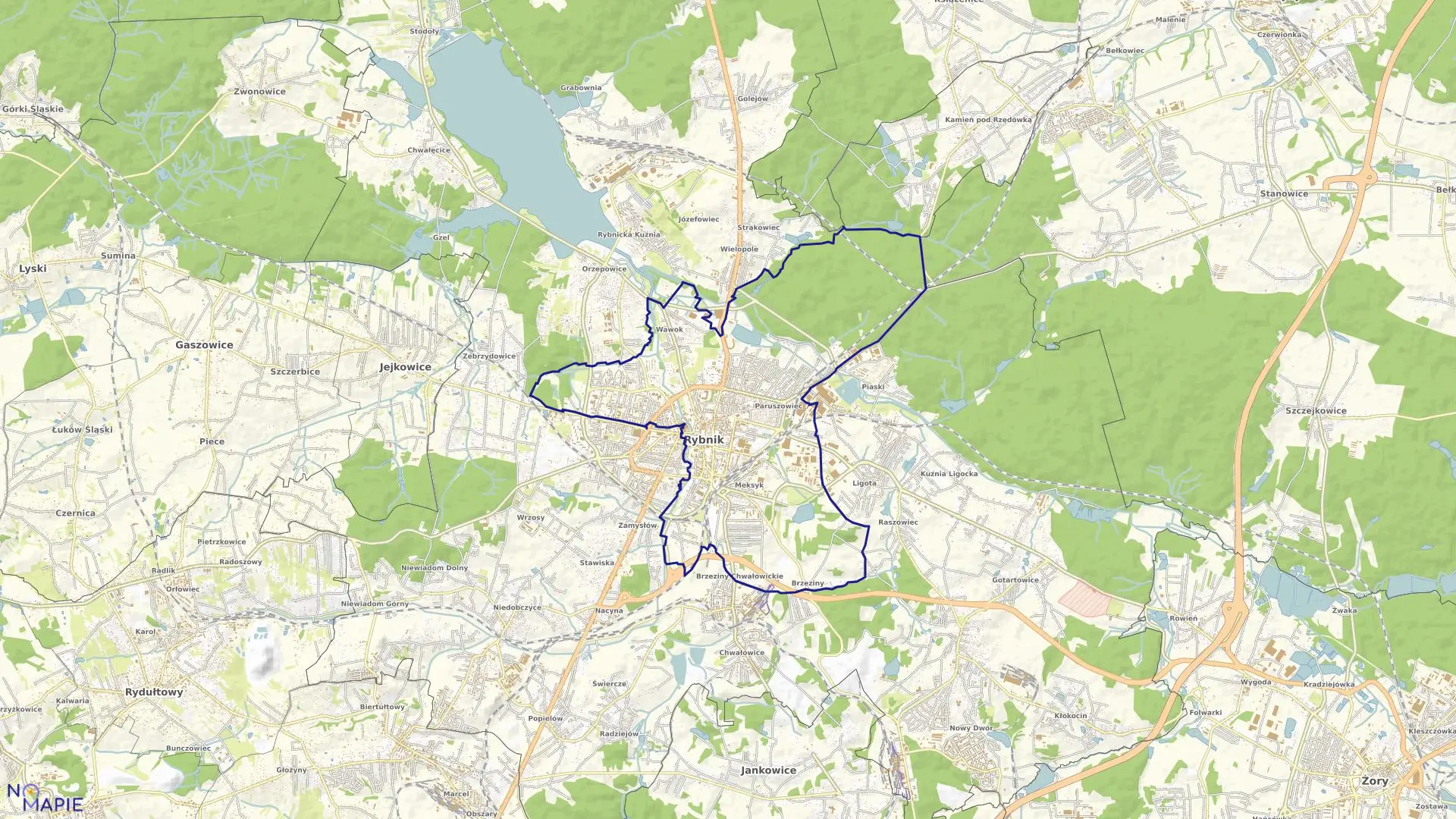 Mapa obrębu RYBNIK w mieście Rybnik