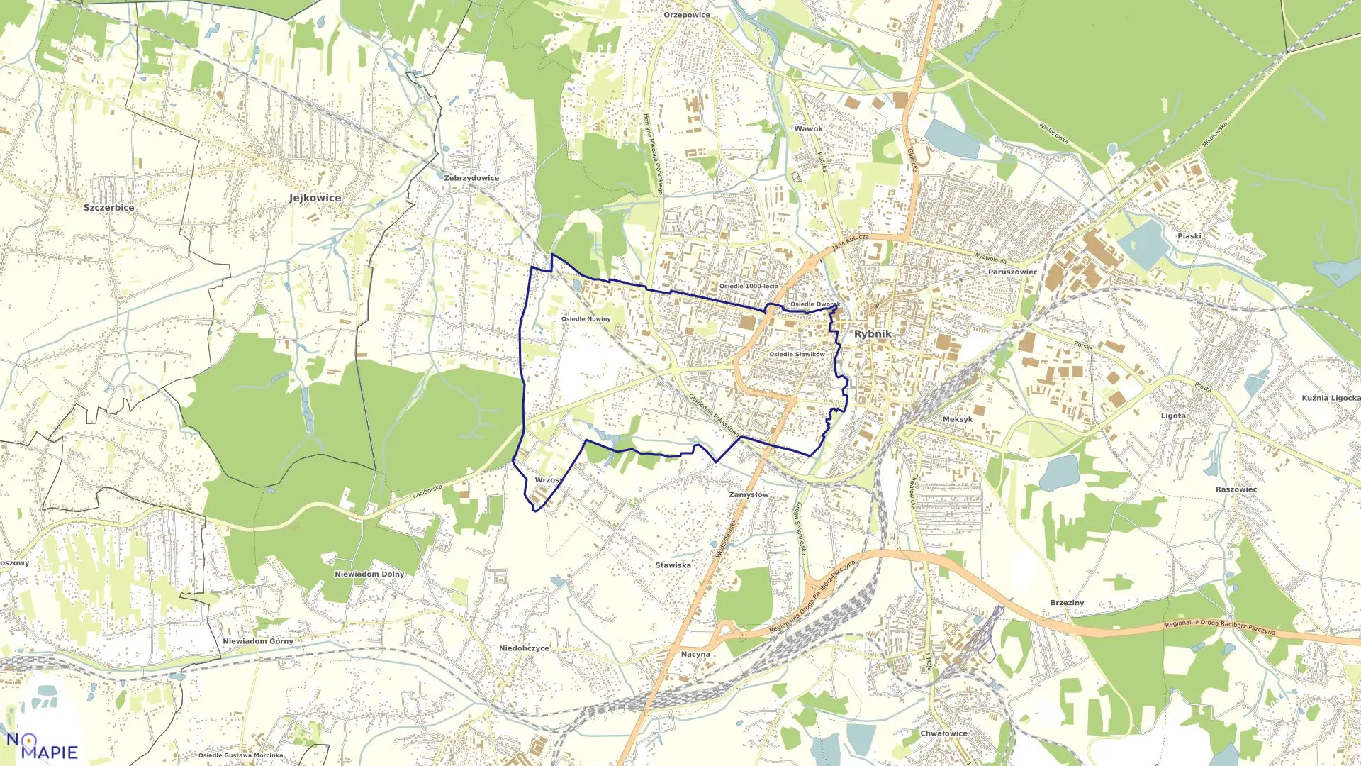 Mapa obrębu SMOLNA w mieście Rybnik