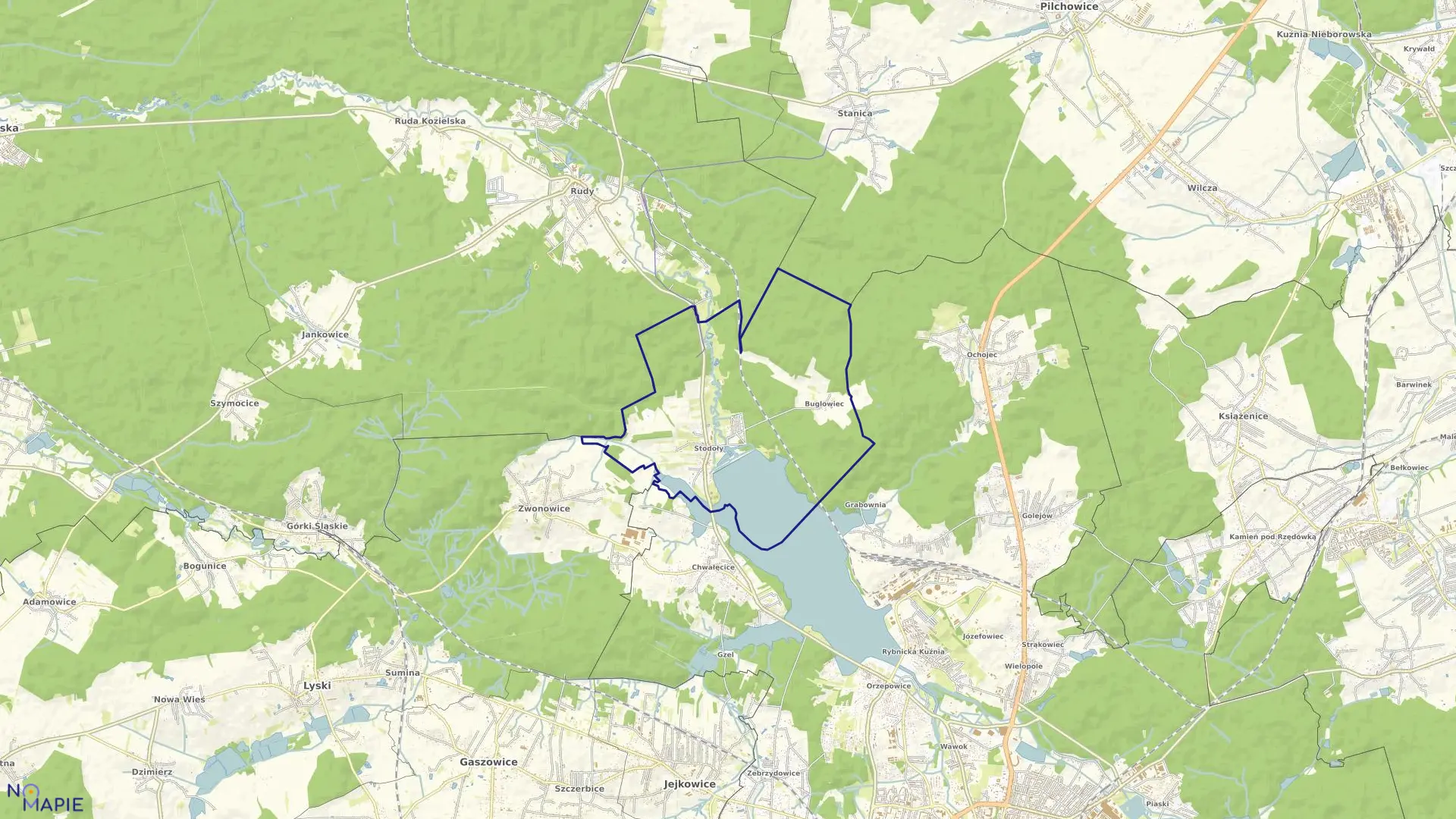 Mapa obrębu STODOŁY w mieście Rybnik